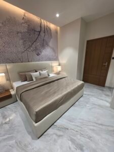 About “Comfortable 3rd bedroom at Hare Krishna Ashiyana in Vrindavan with modern design, natural light, and cozy ambiance”